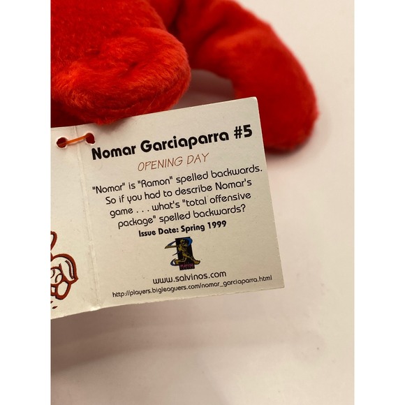 Vintage Salvinos Bammers Nomar Garciaparra 5 Opening Day Red Teddy Bear Plush - Picture 8 of 10